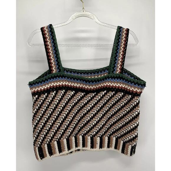 Veronica Beard Crochet Top Boho Livina Small Striped Knit Bohemian Festival - Picture 2 of 6